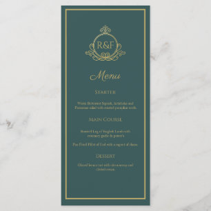 Green Elegant Golden Calligraphy Menu Mariage