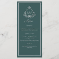 Green Elegant Silver Calligraphy Menu Mariage