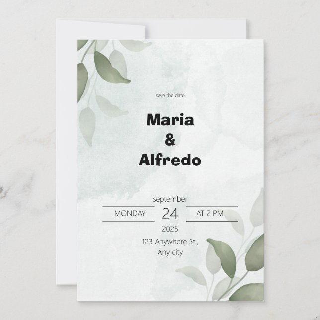 Green Elegant Wedding Invitation (Devant)