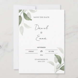 Green Elegant Wedding Invitation