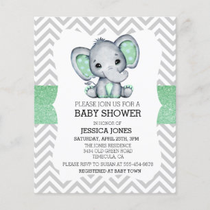 Green Elephant Chevron Parties scintillant Baby sh