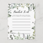 Green Eucalyptus Foliage Delight Bucket List Carte<br><div class="desc">Ces cartes de liste de godets vert eucalyptus feuillages sont l'activité idéale pour une simple réception de mariage ou douche nuptiale. L'aménagement comprend une aquarelle botanique,  dessinée à la main,  d'élégants eucalyptus,  d'une beauté naturelle inspirante. Le signe Liste de regroupement est vendu séparément.</div>