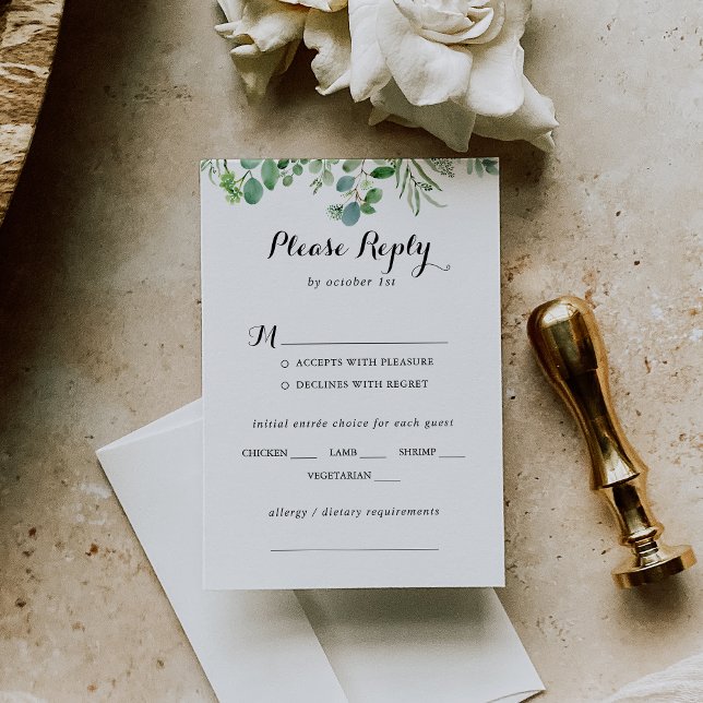 Green Eucalyptus Folift Mariage Menu Choix RSVP (Créateur téléchargé)