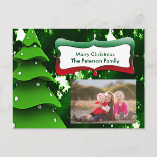 Green Fake Christmas Tree avec carte postale photo