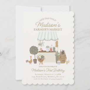 Green Farmer Market Farm Fresthday Invitation