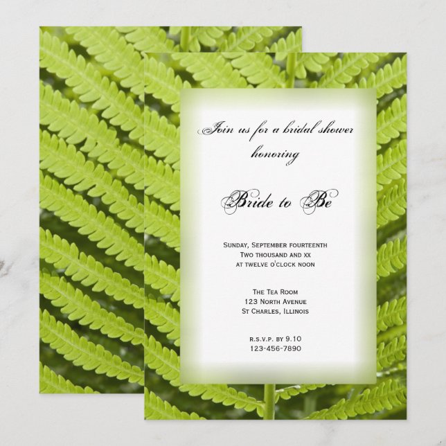 Green Fern Fond Forte nuptiale Invitation (Devant / Derrière)
