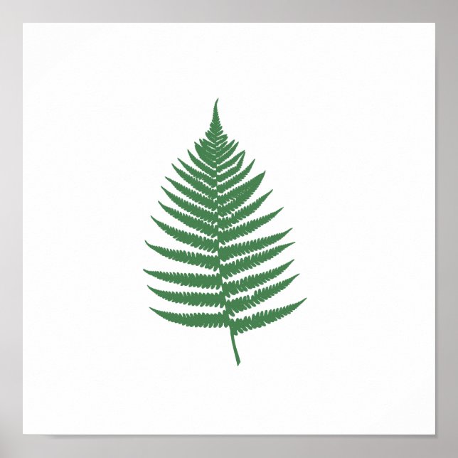 Green Fern Leaf Minimalism Square Wall Poster (Devant)