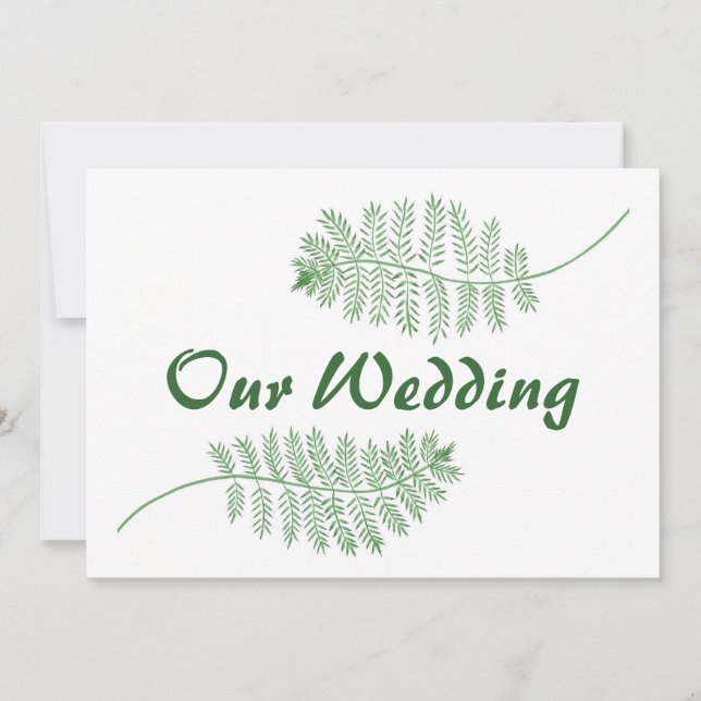 Green Ferns Notre Mariage Deux Invitations (Devant)