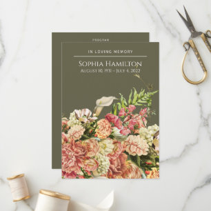Green Floral Funeral Memorial Programme