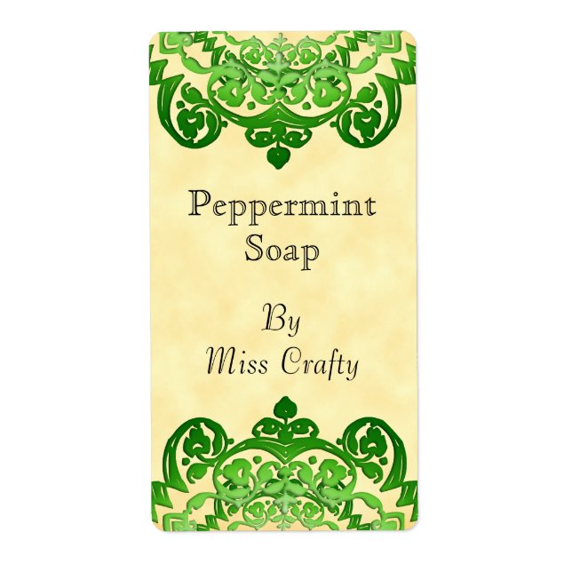 Green Floral Vintage Art Étiquette personnalisé Mo (Devant)