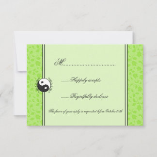 Green Floral Yin et Yang Mariage RSVP Invitation