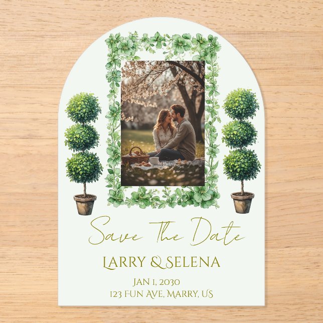 Green Flower Wedding Invitation (Recto)