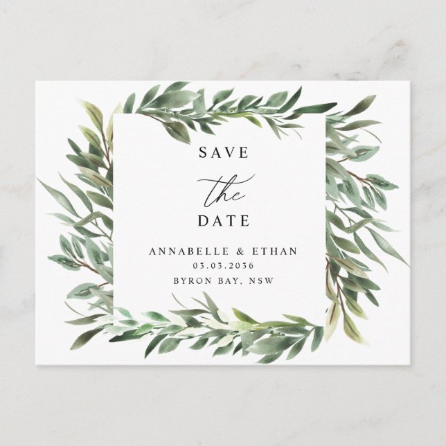 Green Foliage Enregistrer la date Invitation Carte (Devant)