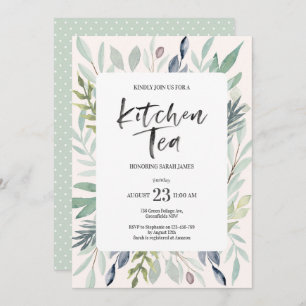 Green Foliage Kitchen Tea Party Invitation