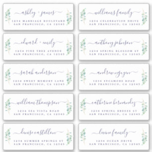 Green Foliage Mariage Étiquettes de adresse invité