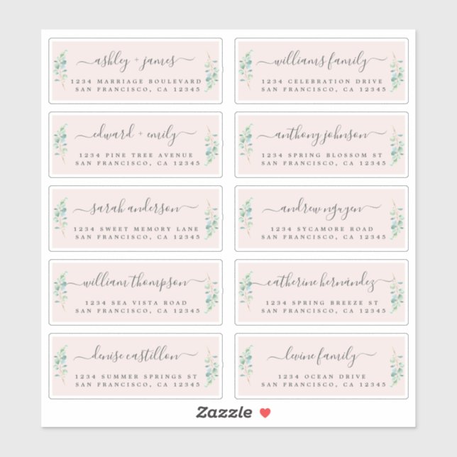 Green Foliage Mariage Étiquettes de adresse invité (Feuille)
