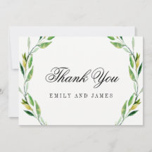 Green Foliage Mariage Merci Cartes