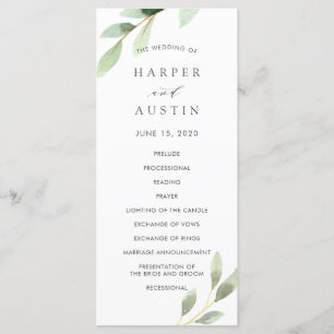 Green Foliage Programme de mariage botanique