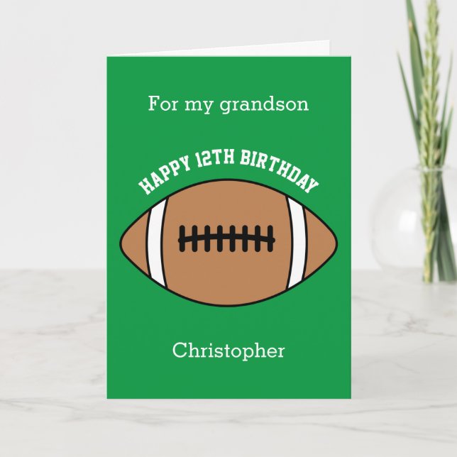 Green Football Sport 12e carte d'anniversaire (Devant)