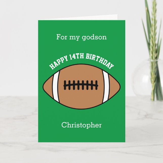 Green Football Sport 14e carte d'anniversaire (Devant)