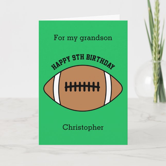 Green Football Sport 9e carte d'anniversaire (Devant)