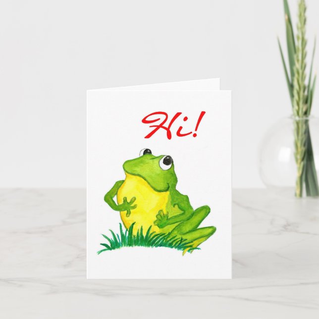 Green Frog Carte pour notes pour dire 'Salut ! ' (Devant)