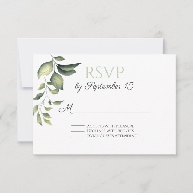 Green Garden Feuilles mariage RSVP (Devant)