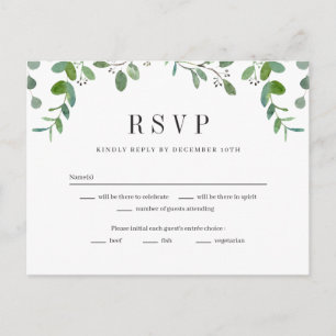 Green Garland Greenery Wedding Carte de réponse RS