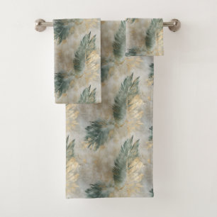 Green Glam Chic Gold White Feuilles tropicaux
