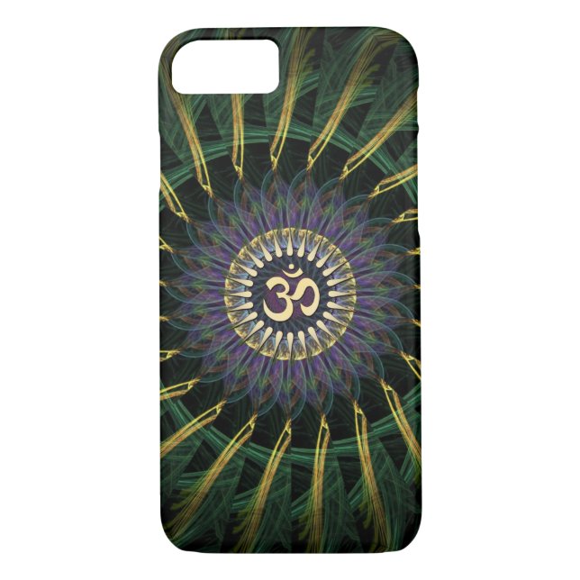 Green Gold Aum Swirl New Age iPhone 7 Coque (Dos)