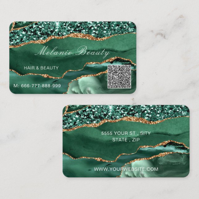 Green Gold Emerald Carte de visite avec votre code (Devant / Derrière)