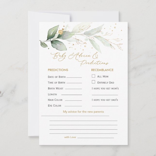 Green & Gold Foliage Bébé Prédiction et conseil (Devant)