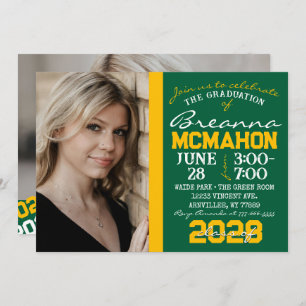 Green & Gold Graduation 2 Invitation photo