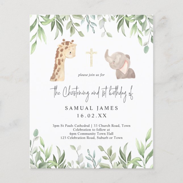 Green & Gold Jungle Christening & 1er anniversaire (Devant)