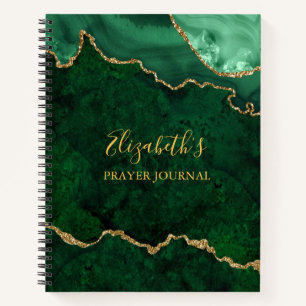 Green Gold Marble Agate Geode Journal de prière