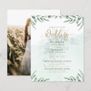 Green Gold PHOTO Mariage Inviter BUDGET