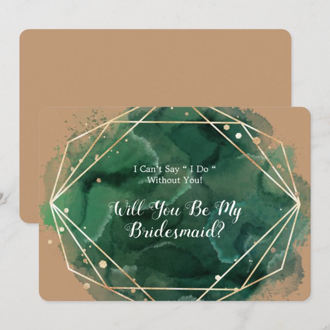 Green Gold Tan Serez-Vous Mon invitation D'Épouse (Devant / Derrière)