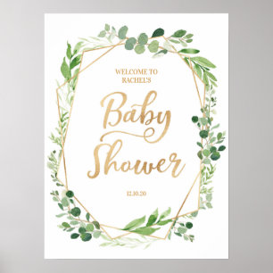 Green Gold Terrarium Baby shower Affiche de bienve