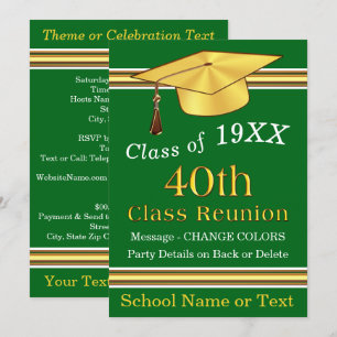 Green, Gold, White, Invitations de réunion de 40e 