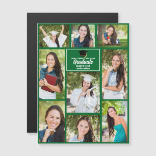 Green Graduate Photo Collage Magnet de graduation