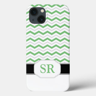 Green & Grey Chevron Monogram iPad 2/3/4 Coque