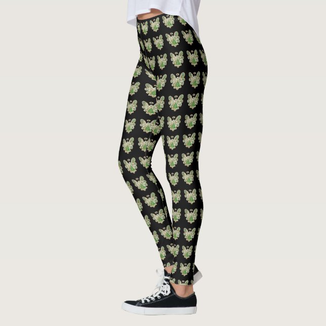 Green Guardian Angel Art Custom Holiday Leggings (Gauche)