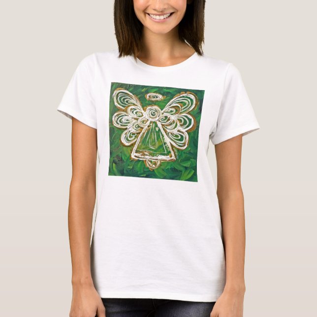 Green Guardian Angel Art Custom Holiday T-Shirt (Devant)