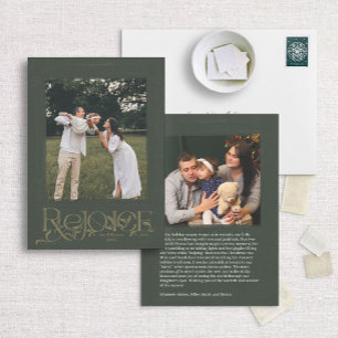 Green Hand Lettré "Réjouissez" Carte photo de vaca