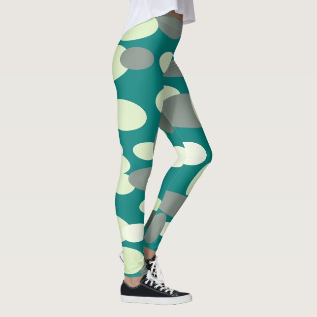 Green Happy Oval Spots Leggings Motifs (Droite)