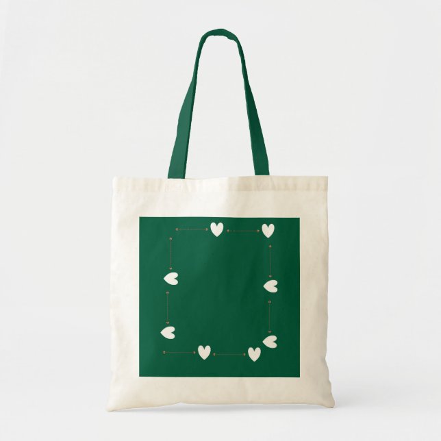Green Heart Frame Tote Bag – Minimal Love Style (Devant)