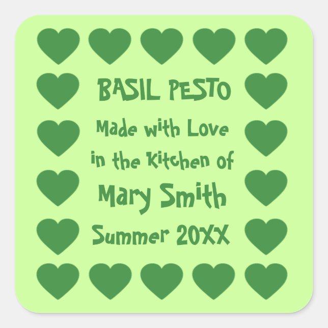 Green Hearts Custom Canning Étiquettes (Devant)