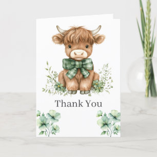 Green Highland Cow Carte de remerciements