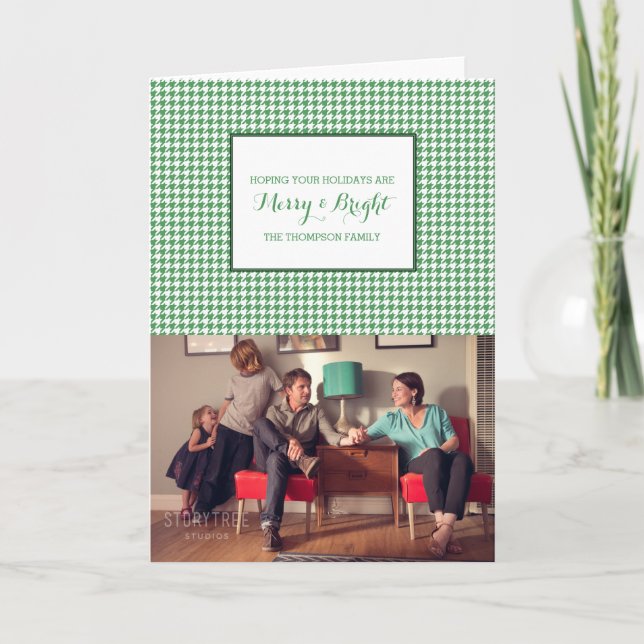 Green Houndstooth Carte photo de vacances (Devant)