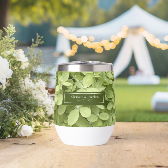 Green Hydrangea Floral Mariage Noms personnalisés (Mariage (pivoté))
